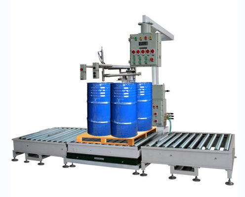 Kwaliteit  Auto 1000L Container IBC Filling Equipment Weighing With Roller Conveyor Fabriek